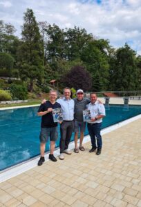 Poldi Denk, Bürgermeister Peter Hießberger, Thomas Putzer und Vizebürgermeister Manuel Erber freuen sich auf den Sommerabend im Waldbad©Gemeinde Wölbling.jpeg